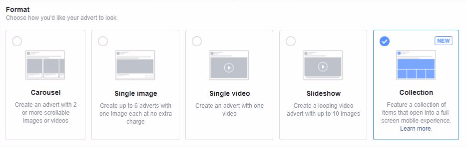 Facebook Ad Formats - Image, Video, Carousel, Collection, IX