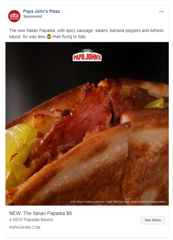 Coronavirus - papajohn - Facebook ads during crisis