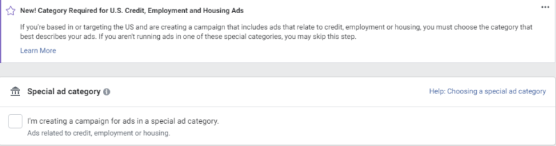 Facebook Ad discrimination - new category