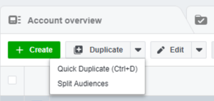 Split audience in Facebook Ads Manager