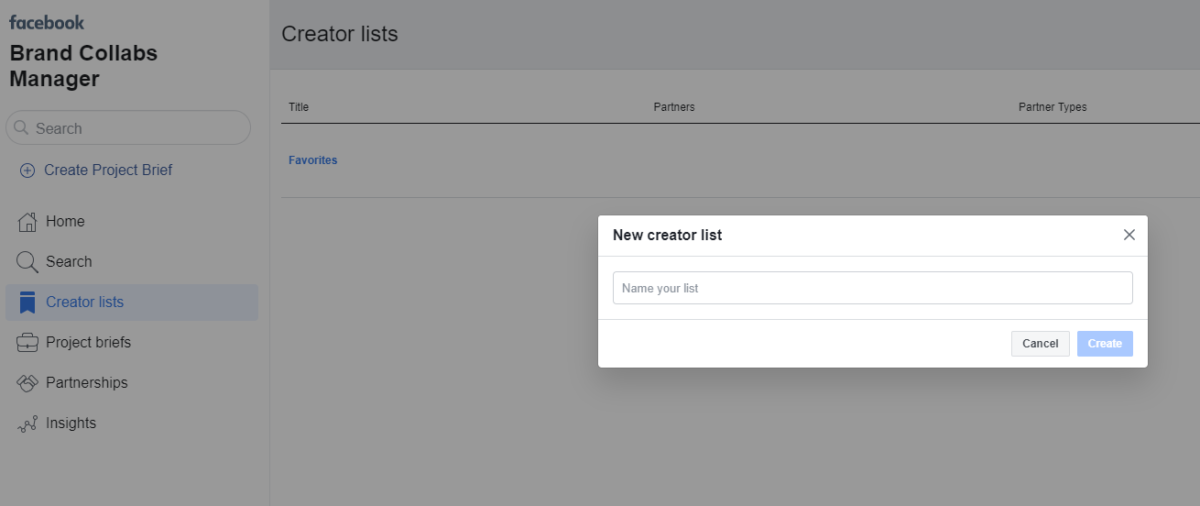 brand collabs manager - creating creator lists