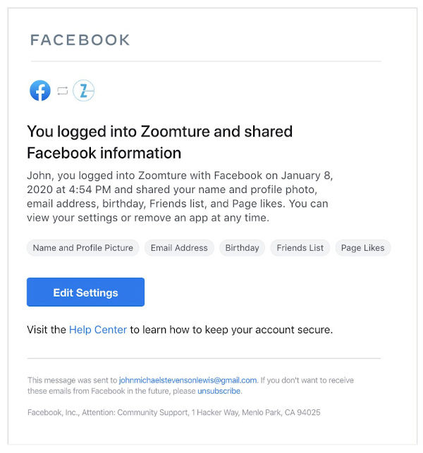 Facebook Will Send Notification for Logins Through Third-Party App