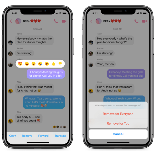 delete comment on facebook messenger